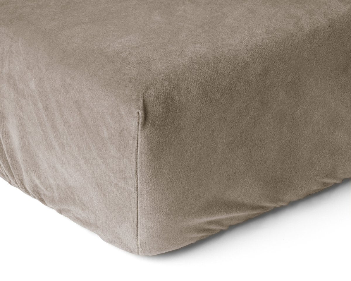Premium Velvet Fitted Sheet | Taupe/Grey | Single 90 x 200cm (L) x 30cm (D) - The Bedding & Blankets Store