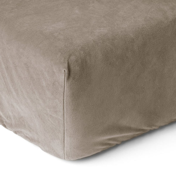 Premium Velvet Fitted Sheet | Taupe/Grey | Single 90 x 200cm (L) x 30cm (D) - The Bedding & Blankets Store