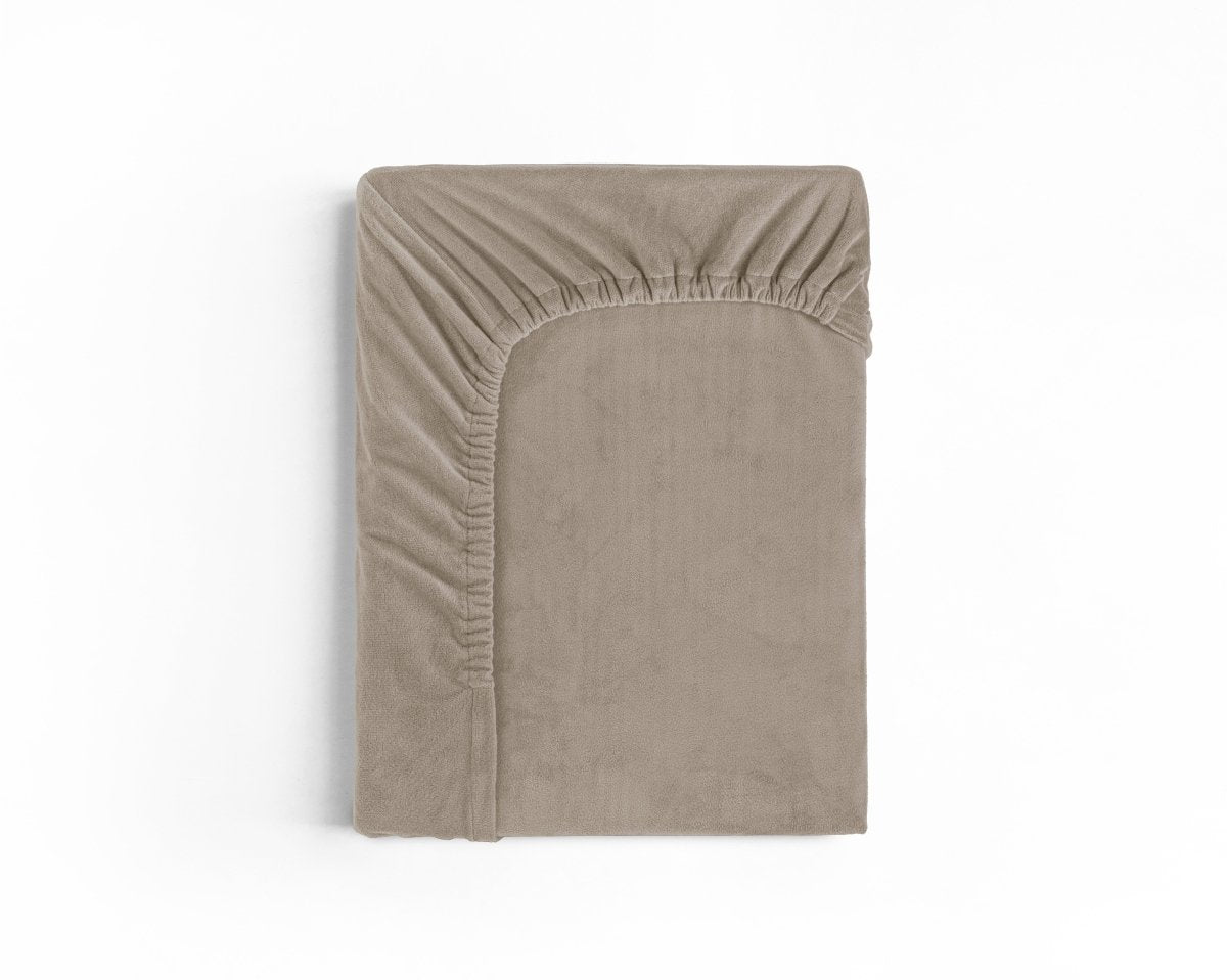 Premium Velvet Fitted Sheet | Taupe/Grey | Single 90 x 200cm (L) x 30cm (D) - The Bedding & Blankets Store