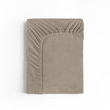 Premium Velvet Fitted Sheet | Taupe/Grey | Single 90 x 200cm (L) x 30cm (D) - The Bedding & Blankets Store