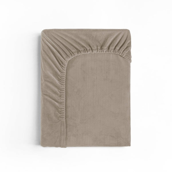 Premium Velvet Fitted Sheet | Taupe/Grey | Single 90 x 200cm (L) x 30cm (D) - The Bedding & Blankets Store