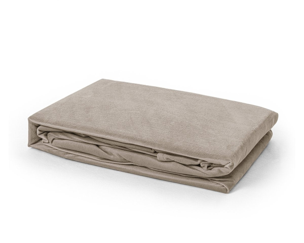 Premium Velvet Fitted Sheet | Taupe/Grey | Single 90 x 200cm (L) x 30cm (D) - The Bedding & Blankets Store