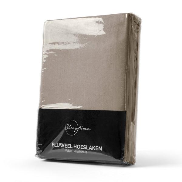 Premium Velvet Fitted Sheet | Taupe/Grey | Single 90 x 200cm (L) x 30cm (D) - The Bedding & Blankets Store