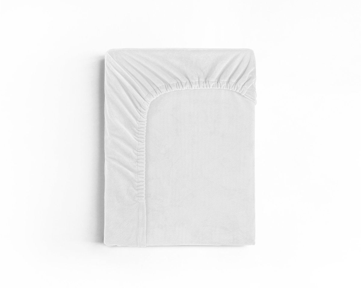 Premium Velvet Fitted Sheet | White | Single 90 x 200cm (L) x 30cm (D) - The Bedding & Blankets Store