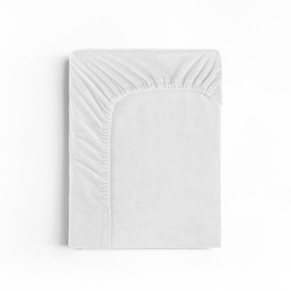 Premium Velvet Fitted Sheet | White | Single 90 x 200cm (L) x 30cm (D) - The Bedding & Blankets Store