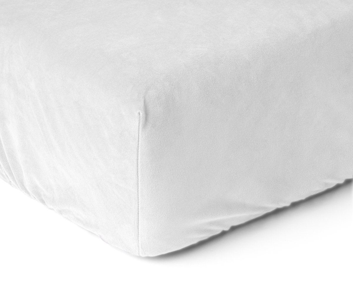 Premium Velvet Fitted Sheet | White | Single 90 x 200cm (L) x 30cm (D) - The Bedding & Blankets Store