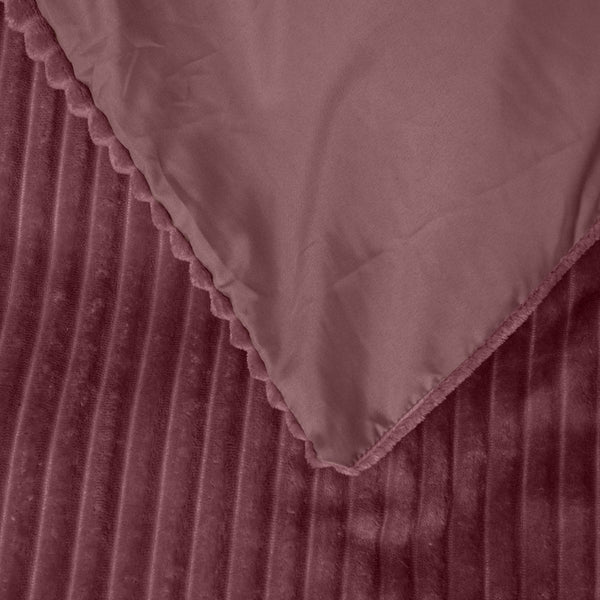 Ribbed Teddy Fleece Duvet Cover Set Rib | Blush Pink | Single - 140cm (W) x 220cm (L) - The Bedding & Blankets Store