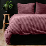 Ribbed Teddy Fleece Duvet Cover Set Rib | Blush Pink | Single - 140cm (W) x 220cm (L) - The Bedding & Blankets Store