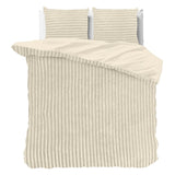 Ribbed Teddy Fleece Duvet Cover Set Rib | Cream | Single - 140cm (W) x 220cm (L) - The Bedding & Blankets Store