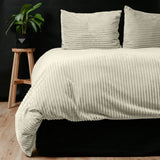 Ribbed Teddy Fleece Duvet Cover Set Rib | Cream | Single - 140cm (W) x 220cm (L) - The Bedding & Blankets Store