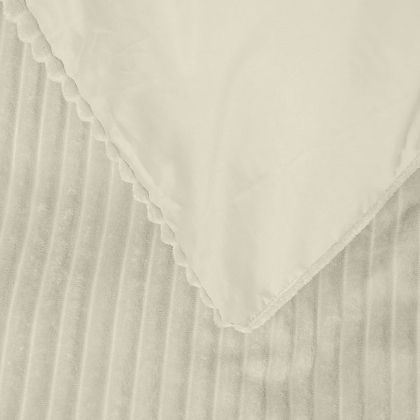 Ribbed Teddy Fleece Duvet Cover Set Rib | Cream | Single - 140cm (W) x 220cm (L) - The Bedding & Blankets Store