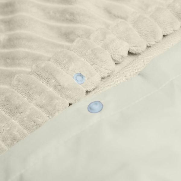 Ribbed Teddy Fleece Duvet Cover Set Rib | Cream | Single - 140cm (W) x 220cm (L) - The Bedding & Blankets Store