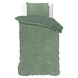 Ribbed Teddy Fleece Duvet Cover Set Rib | Green | Single - 140cm (W) x 220cm (L) - The Bedding & Blankets Store