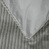 Ribbed Teddy Fleece Duvet Cover Set Rib | Grey | Single - 140cm (W) x 220cm (L) - The Bedding & Blankets Store