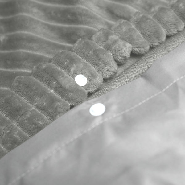 Ribbed Teddy Fleece Duvet Cover Set Rib | Grey | Single - 140cm (W) x 220cm (L) - The Bedding & Blankets Store