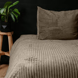 Ribbed Teddy Fleece Duvet Cover Set Rib | Taupe | Single - 140cm (W) x 220cm (L) - The Bedding & Blankets Store