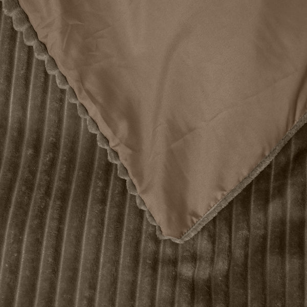 Ribbed Teddy Fleece Duvet Cover Set Rib | Taupe | Single - 140cm (W) x 220cm (L) - The Bedding & Blankets Store