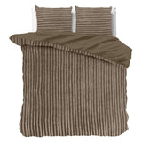 Ribbed Teddy Fleece Duvet Cover Set Rib | Taupe | Single - 140cm (W) x 220cm (L) - The Bedding & Blankets Store