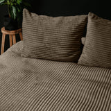 Ribbed Teddy Fleece Duvet Cover Set Rib | Taupe | Single - 140cm (W) x 220cm (L) - The Bedding & Blankets Store