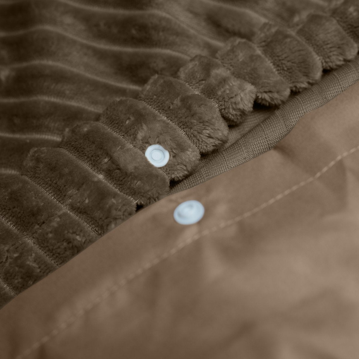 Ribbed Teddy Fleece Duvet Cover Set Rib | Taupe | Single - 140cm (W) x 220cm (L) - The Bedding & Blankets Store