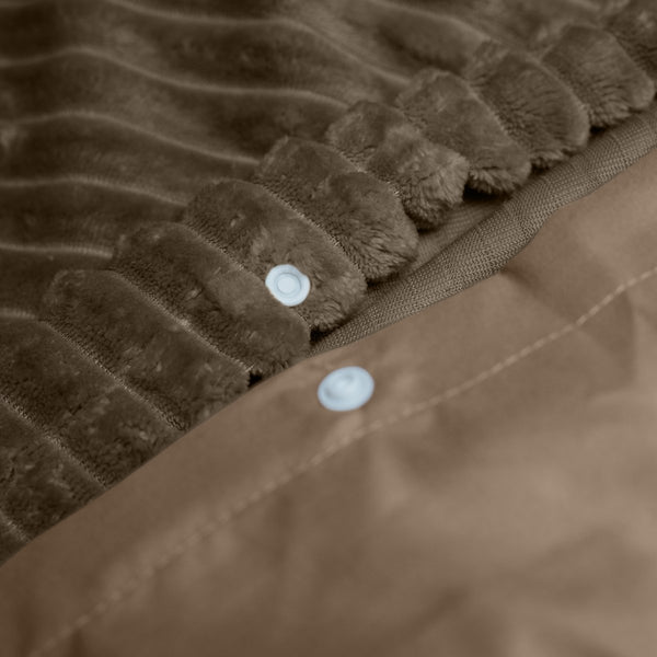 Ribbed Teddy Fleece Duvet Cover Set Rib | Taupe | Single - 140cm (W) x 220cm (L) - The Bedding & Blankets Store