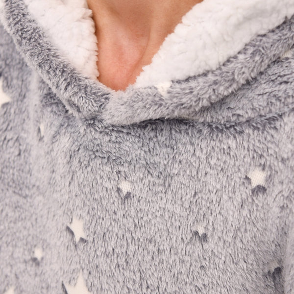 Soft & Cosy Kids Stars Hoodie Bathrobe | Grey | 2 - 6 Years - The Bedding & Blankets Store