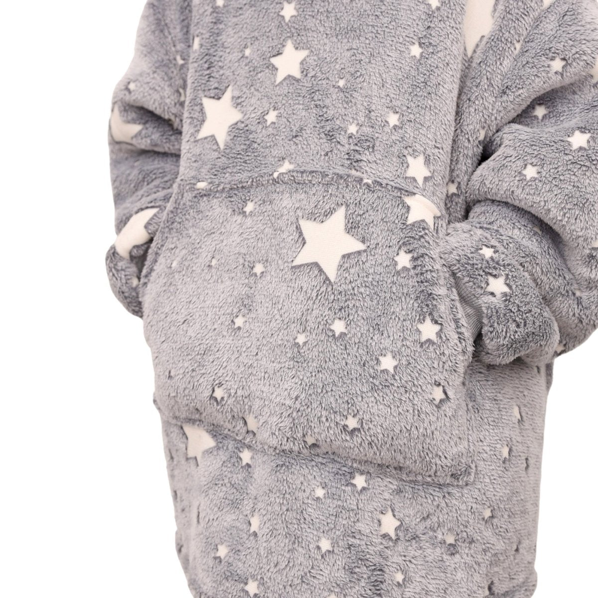 Soft & Cosy Kids Stars Hoodie Bathrobe | Grey | 2 - 6 Years - The Bedding & Blankets Store