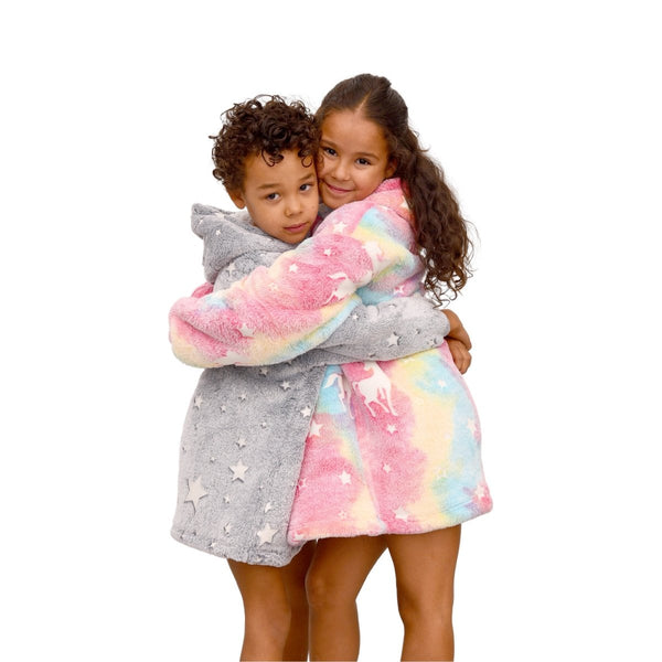 Soft & Cosy Kids Unicorn Hoodie Bathrobe | Multicolour | 2 - 6 Years - The Bedding & Blankets Store