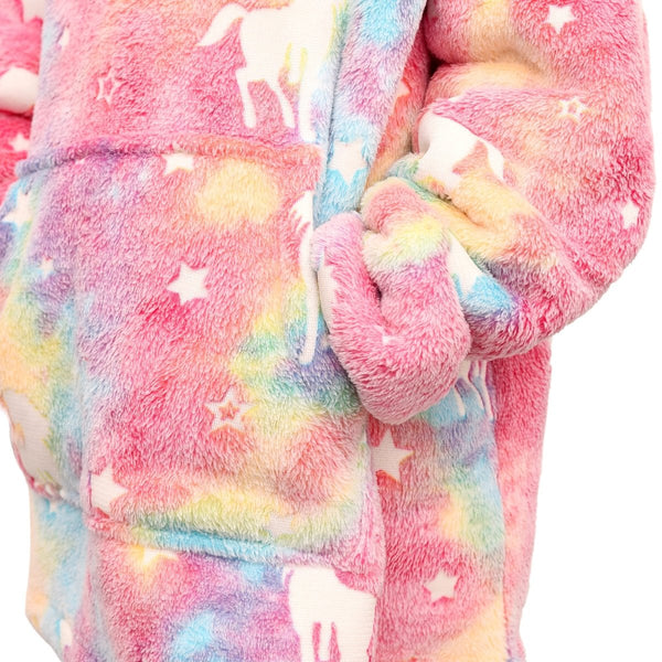 Soft & Cosy Kids Unicorn Hoodie Bathrobe | Multicolour | 2 - 6 Years - The Bedding & Blankets Store