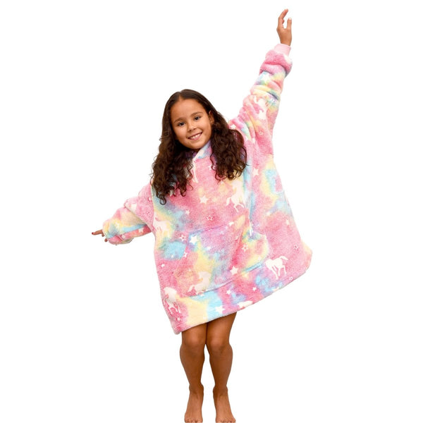 Soft & Cosy Kids Unicorn Hoodie Bathrobe | Multicolour | 2 - 6 Years - The Bedding & Blankets Store