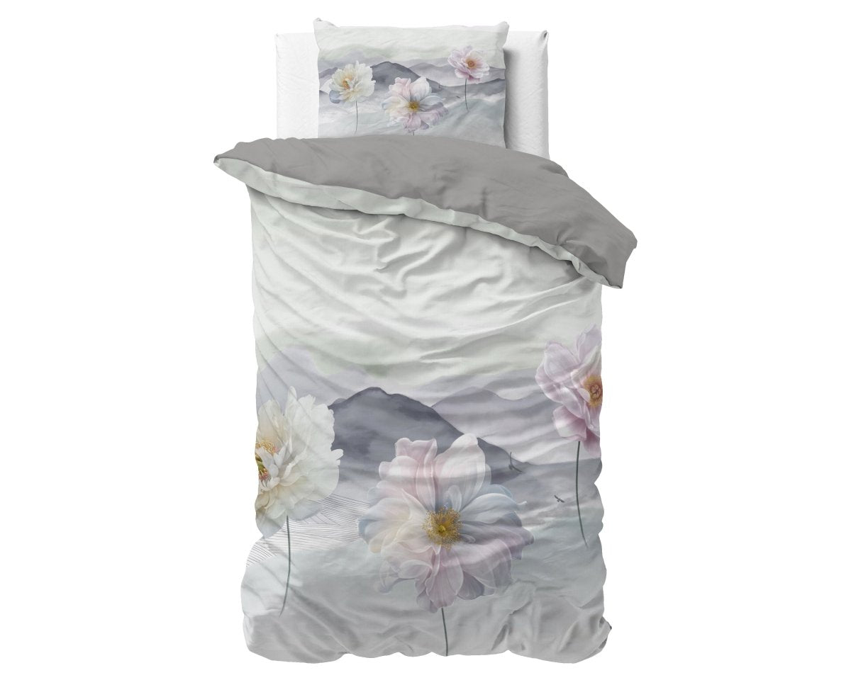 Super Soft Microfibre Duvet Cover Set Annique | Grey | Single - 140cm (W) x 220cm (L) - The Bedding & Blankets Store