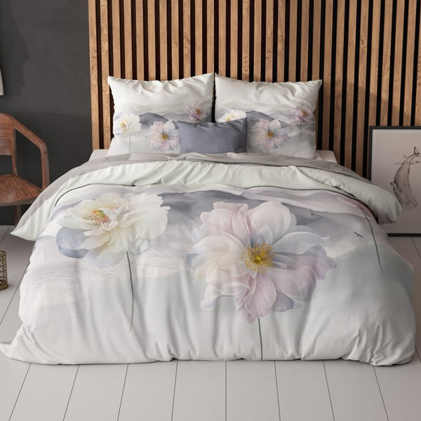 Super Soft Microfibre Duvet Cover Set Annique | Grey | Single - 140cm (W) x 220cm (L) - The Bedding & Blankets Store