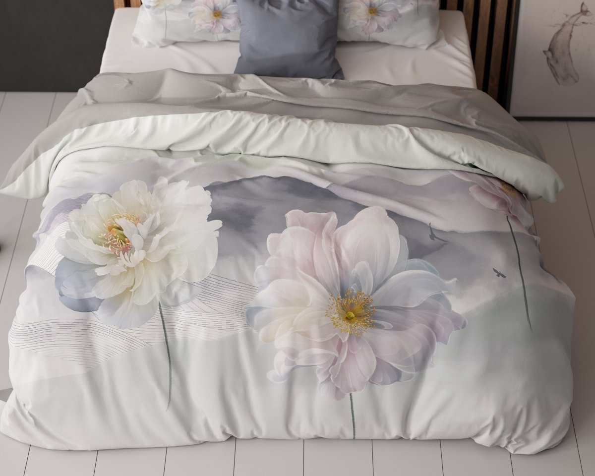 Super Soft Microfibre Duvet Cover Set Annique | Grey | Single - 140cm (W) x 220cm (L) - The Bedding & Blankets Store
