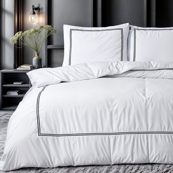 Super Soft Microfibre Duvet Cover Set Brata | White | Single - 140cm (W) x 220cm (L) - The Bedding & Blankets Store