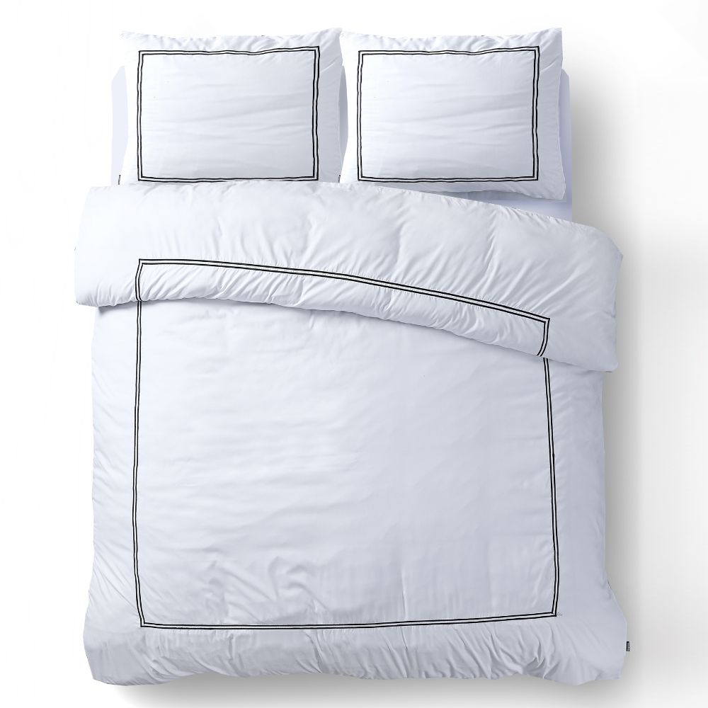 Super Soft Microfibre Duvet Cover Set Brata | White | Single - 140cm (W) x 220cm (L) - The Bedding & Blankets Store