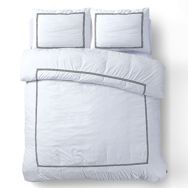 Super Soft Microfibre Duvet Cover Set Brata | White | Single - 140cm (W) x 220cm (L) - The Bedding & Blankets Store
