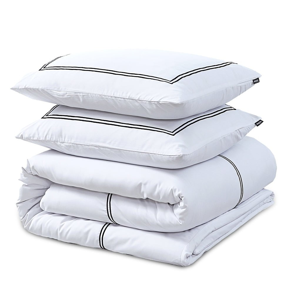 Super Soft Microfibre Duvet Cover Set Brata | White | Single - 140cm (W) x 220cm (L) - The Bedding & Blankets Store