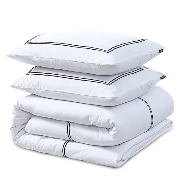 Super Soft Microfibre Duvet Cover Set Brata | White | Single - 140cm (W) x 220cm (L) - The Bedding & Blankets Store