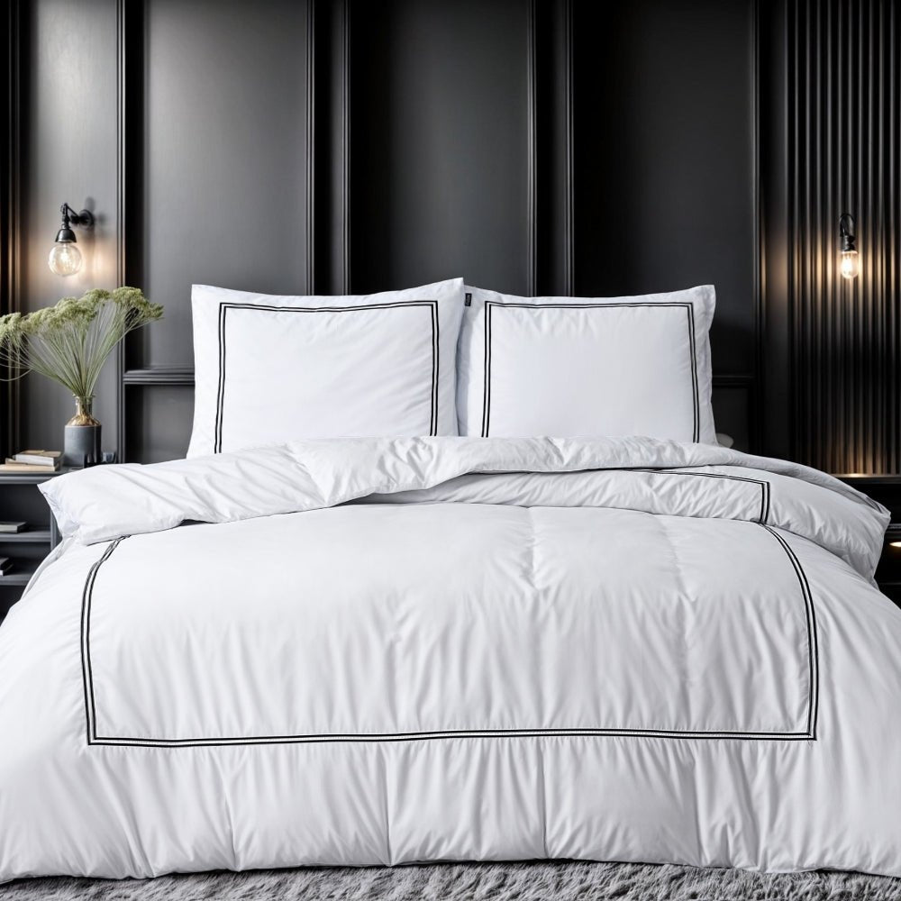 Super Soft Microfibre Duvet Cover Set Brata | White | Single - 140cm (W) x 220cm (L) - The Bedding & Blankets Store