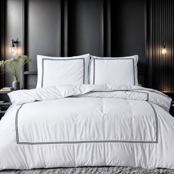Super Soft Microfibre Duvet Cover Set Brata | White | Single - 140cm (W) x 220cm (L) - The Bedding & Blankets Store