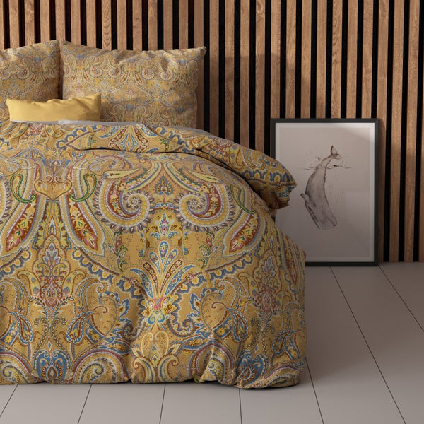 Super Soft Microfibre Duvet Cover Set Emeline | Gold | Single - 140cm (W) x 220cm (L) - The Bedding & Blankets Store