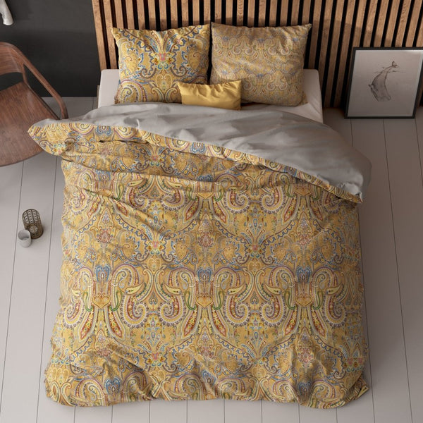 Super Soft Microfibre Duvet Cover Set Emeline | Gold | Single - 140cm (W) x 220cm (L) - The Bedding & Blankets Store