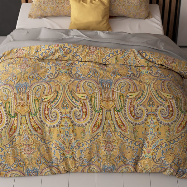 Super Soft Microfibre Duvet Cover Set Emeline | Gold | Single - 140cm (W) x 220cm (L) - The Bedding & Blankets Store