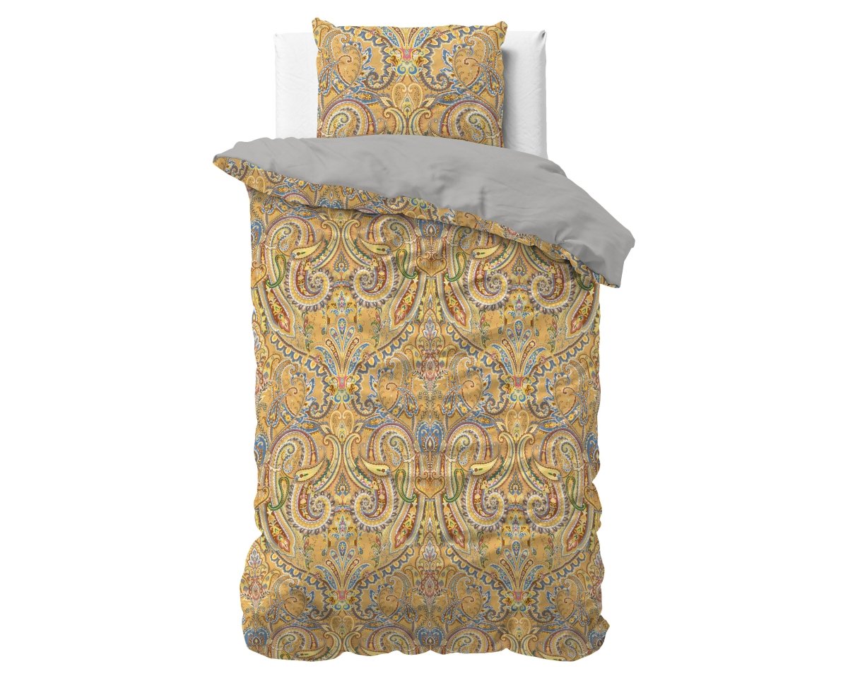 Super Soft Microfibre Duvet Cover Set Emeline | Gold | Single - 140cm (W) x 220cm (L) - The Bedding & Blankets Store