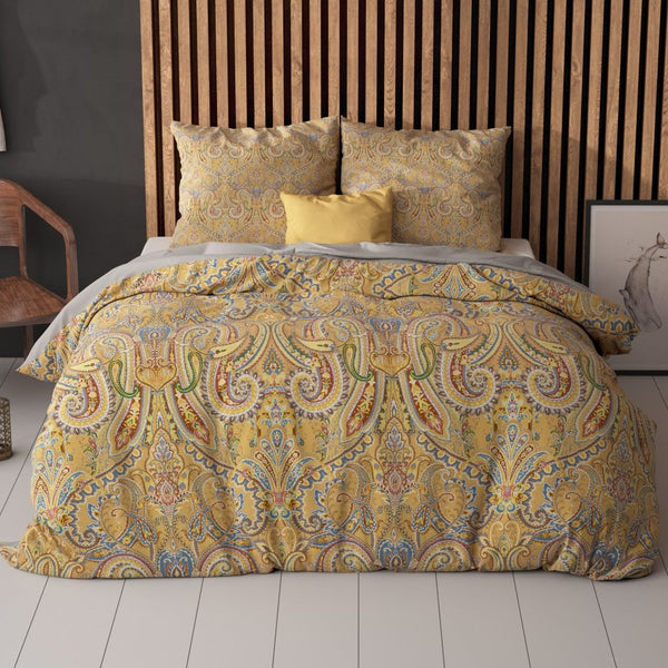 Super Soft Microfibre Duvet Cover Set Emeline | Gold | Single - 140cm (W) x 220cm (L) - The Bedding & Blankets Store