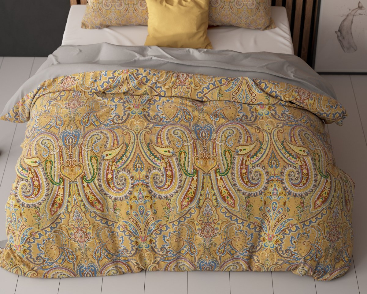 Super Soft Microfibre Duvet Cover Set Emeline | Gold | Single - 140cm (W) x 220cm (L) - The Bedding & Blankets Store