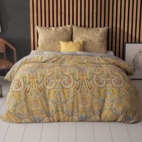 Super Soft Microfibre Duvet Cover Set Emeline | Gold | Single - 140cm (W) x 220cm (L) - The Bedding & Blankets Store