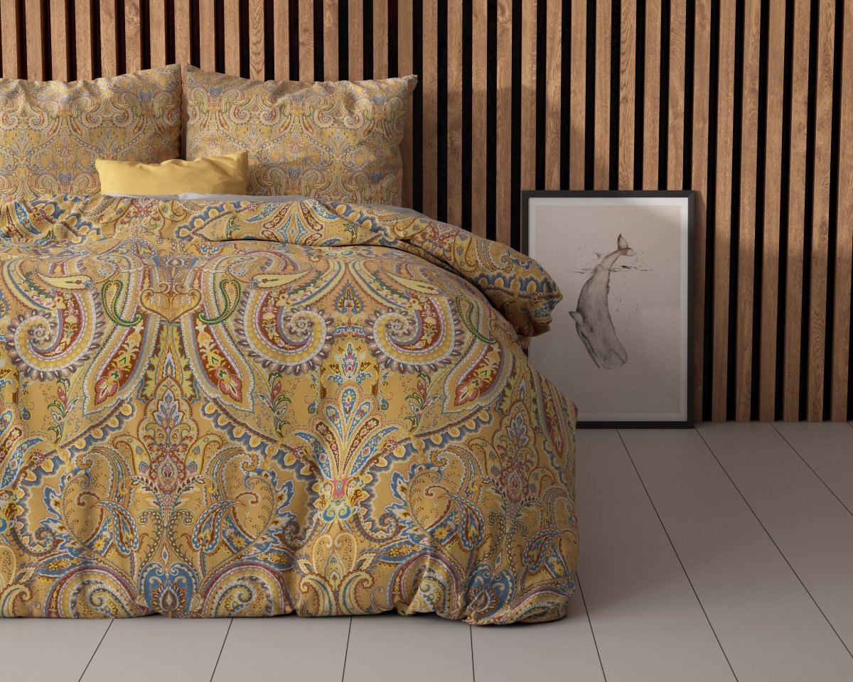 Super Soft Microfibre Duvet Cover Set Emeline | Gold | Single - 140cm (W) x 220cm (L) - The Bedding & Blankets Store