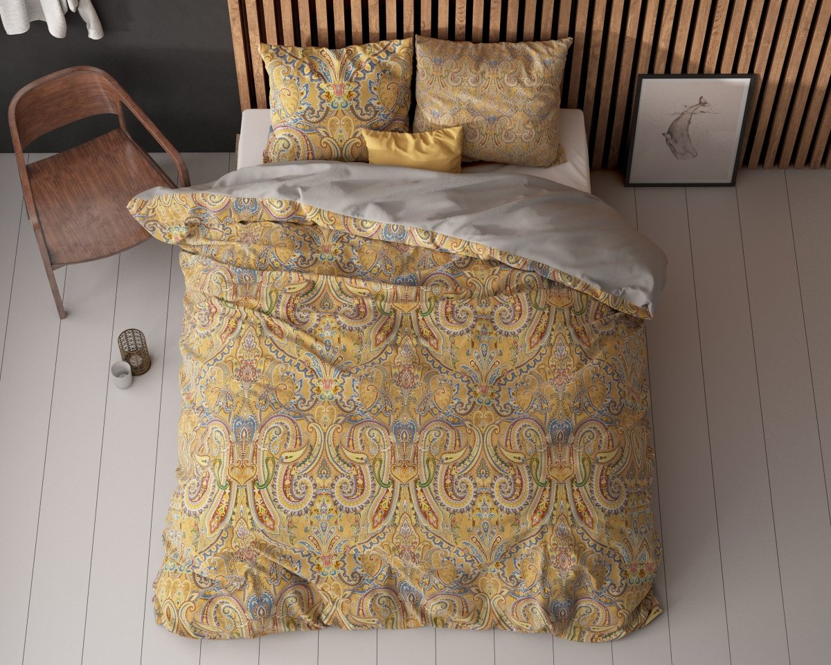 Super Soft Microfibre Duvet Cover Set Emeline | Gold | Single - 140cm (W) x 220cm (L) - The Bedding & Blankets Store