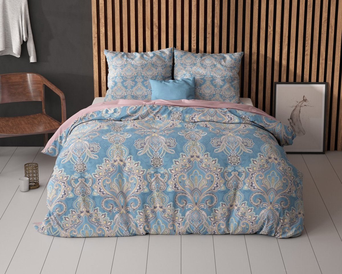 Super Soft Microfibre Duvet Cover Set Giselle | Blue | Single - 140cm (W) x 220cm (L) - The Bedding & Blankets Store